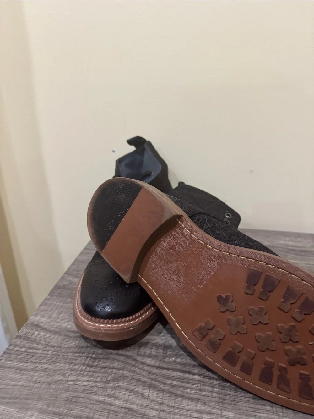 Men's Black Chukka Wingtip Boots with Contrast Brown Sole